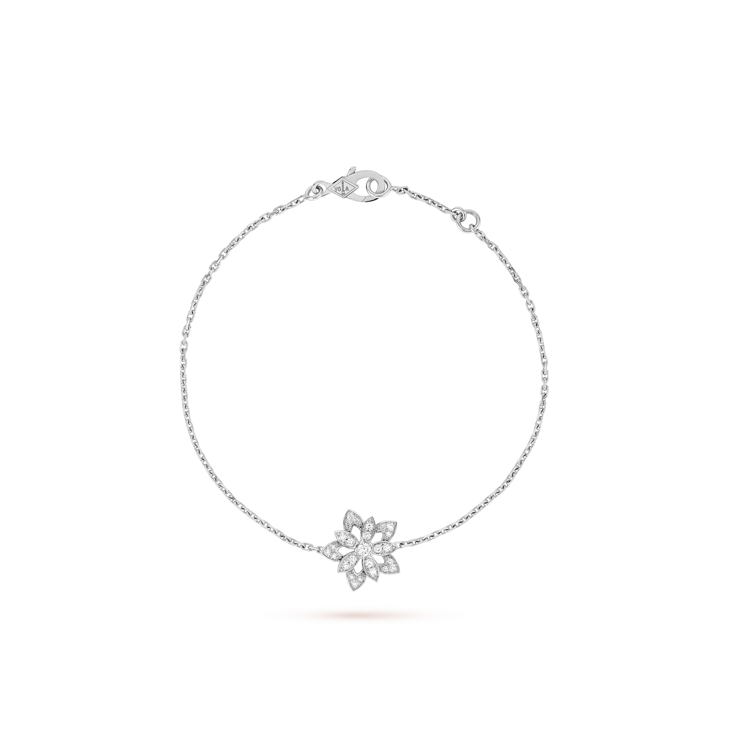 VAN CLEEF ARPELS LOTUS OPENWORK BRACELET MINI MODEL - WHITE GOLD, DIAMOND  VCARP1AB00